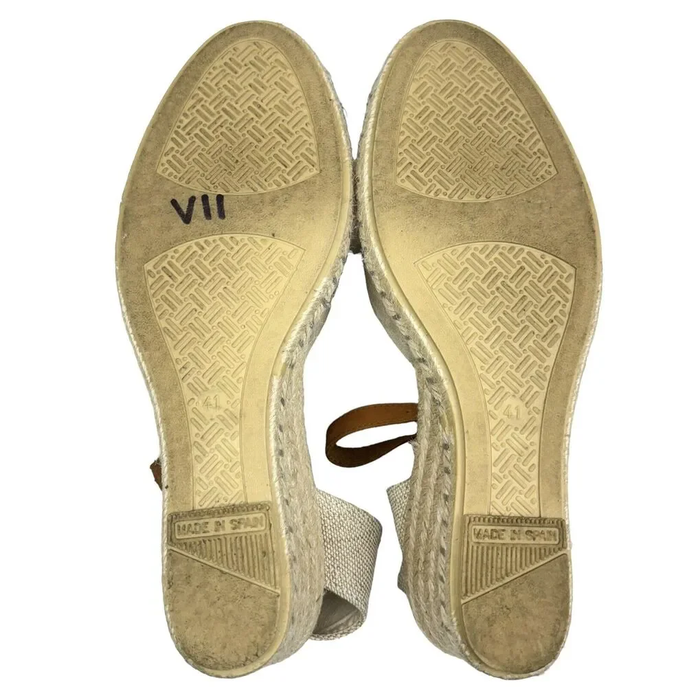 Verbenas Espadrille‎ Sandals Sz 41 / 9.5-10 Strappy Wedges Shoes. Beige, Tan